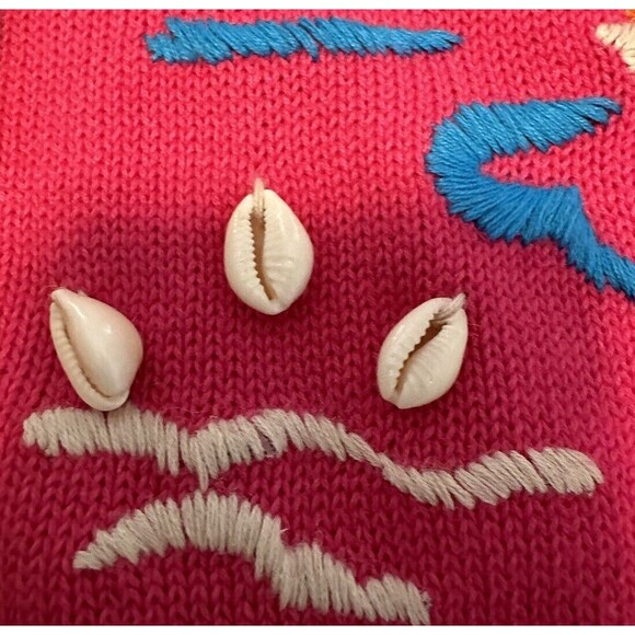 Breckenridge Womens Petite Cardigan Sweater Embellished Sailboats Tropical XL - Picture 6 of 10